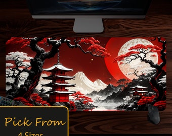 Oriental Japanese Office Decor, Japan Desk Decor, Japan Desk Mat, Fantasy Mouse Pad, Gaming Mousepad XL, Game Table Decor, MTG Playmat Japan