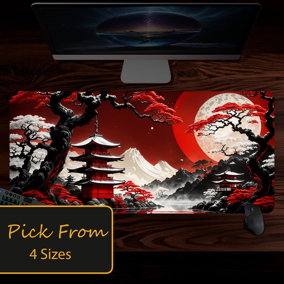 Oriental Japanese Office Decor, Japan Desk Decor, Japan Desk Mat, Fantasy Mouse Pad, Gaming Mousepad XL, Game Table Decor, MTG Playmat Japan