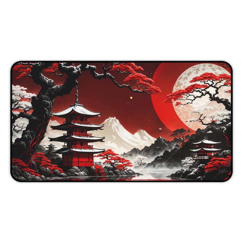 Japanese Fantasy Desk Mat, XL Gaming Mousepad and MTG Playmat, Office Decor image 7