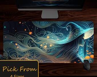 Witchy desk mat, Enchanted Woods, witch desk decor, witchy gifts, rgb mousepad, gift for her him mom