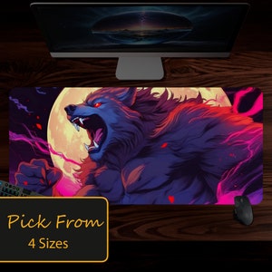Werewolf Mouse Pad, Hells Hunter Desk Mat, Lycanthrope Desk Pad, MTG Large Gamer Mouse Pad, Horror Workspace, Scary Decor Office Accessory