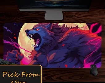 Werewolf Mouse Pad, Hells Hunter Desk Mat, Lycanthrope Desk Pad, MTG Large Gamer Mouse Pad, Horror Workspace, Scary Decor Office Accessory