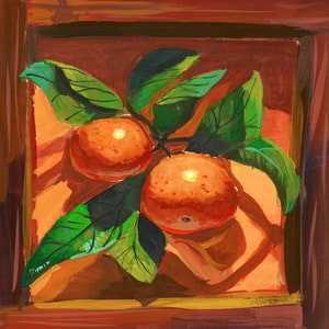 Sunshine Oranges, original painting, gouache
