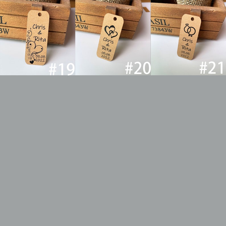 90 pcs/Set Personlized Mini Wedding Favor Tags Custom Name & Date Thank You Tags Party Decor Favors kraft paper image 5