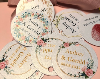 120 pcs Custom Names&Date Personalized Wedding Tag, Thank You Tag, Wedding Gift Tags, Wedding Party Favor