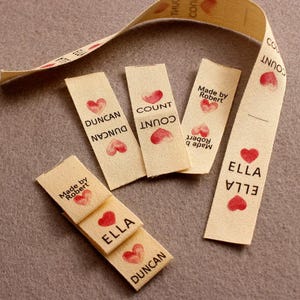 15*50 mm katoen met logo of tekst Naaiaccessoires Label, tags voor gebreide dingen, custom, personalizada, handgemaakt label, cadeaulabels