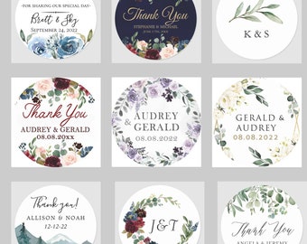 Personalized Thank YouRound Circle Label Stickers,Waterproof1.5~3inch Custom Name Date Thank You Stickers for Bridal Shower Party Favors