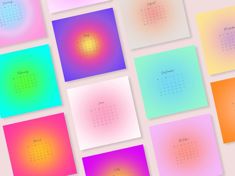 Aura Calendar Wallpaper for Desktop Mobile and Tablet Etsy
