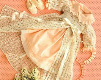 CHRISTENING Gown pattern Baby christening crochet robe pattern Lacy heirloom baptism dress 3 months Instant download Pdf Vintage 90's
