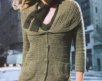 INSTANT DOWNLOAD Pdf Woman crochet jacket cardigan pattern Crochet patterns DK 8 ply light yarn