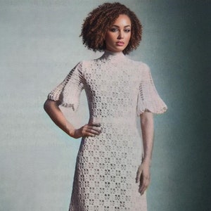 Crochet wedding dress pattern Bride lacy crochet dress 3 Sizes 6-16 S-M-L Thread No 10 Vintage 70s INSTANT DOWNLOAD PDF