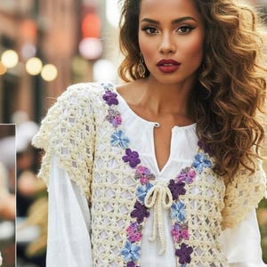 Crochet cardigan pattern Women floral crochet cardigan pattern Bust 36-41" DK yarn INSTANT DOWNLOAD Pdf
