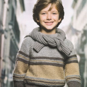 INSTANT DOWNLOAD PDF Boy pull sweater knitting pattern Jumper Pullover Stripes knit pattern 8years