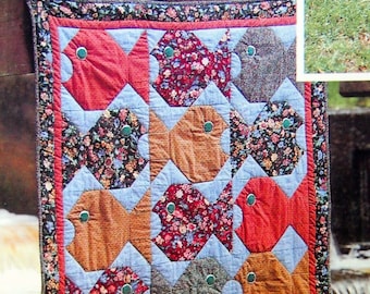 Fish quilt sewing pattern Baby quilt Fish sewing pattern 42 x 51 inches Home decor DIY Vintage pattern INSTANT DOWNLOAD Digital Pdf