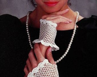 Fingerless mittens crochet pattern Wedding Bride lacy crochet gloves 1 size fits all Size 20 crochet thread Vintage 90s INSTANT DOWNLOAD Pdf