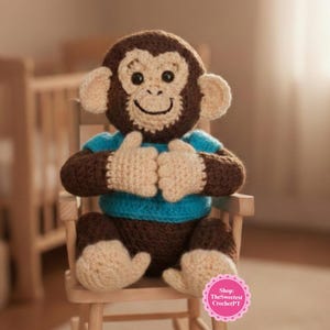 Punch monkey amigurumi toy Crochet pattern 9" Tall Worsted 10 ply yarn Intermediate level PDF INSTANT DOWNLOAD