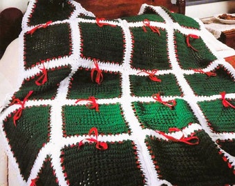 Christmas tree blanket crochet pattern Afghan tree motifs crochet patterns Crochet home decor DIY Worted yarn Vintage 90s INSTANT DOWNLOAD