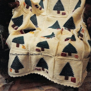 Christmas tree crochet blanket pattern Squares Afeghan crochet patterns Quilt Throw Sport 5 ply yarn Vintage 90s INSTANT DOWNLOAD PDF