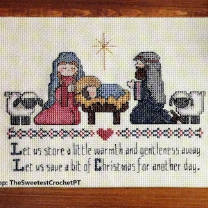 Christmas Nativity cross stitch pattern Christmas cross stitch Holiday Embroidery Xstitch Wall hanging Vintage 90s INSTANT DOWNLOAD PDF