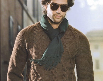 INSTANT DOWNLOAD PDF Men knitting cable sweater pattern Aran Jumper Pullover knitting pattern