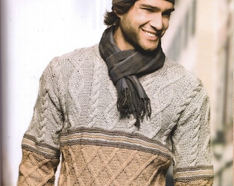 Mens aran sweater knitting pattern Cable Jumper Pullover knitting pattern INSTANT DOWNLOAD PDF