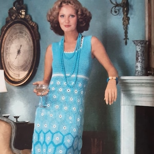 Granny square dress crochet pattern Womens crochet dress pattern Crochet gannies Vintage 70s INSTANT DOWNLOAD PDF