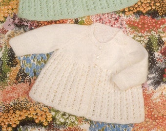 Baby matinee coats knitting pattern Cardigan Sweater Baby knitting patterns 0-6 months DK 8 ply yarn Vintage INSTANT DOWNLOAD Pdf