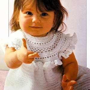 Baby girl dress and booties crochet pattern Yoke lace dress set crochet pattern 6 months-1 year Vintage 80s INSTANT DOWNLOAD PDF