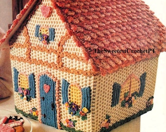 Christmas gingerbread house crochet pattern Holiday Decor DIY Vintage 80s INSTANT DOWNLOAD Pdf