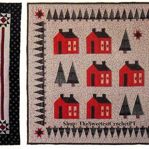 2 Christmas cabin quilt patterns Wall hanging quilts Farmhouse quilts Country quilts Sewing Home decor DIY Vintage 80s INSTANT DOWNLOAD Pdf