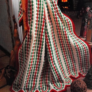 Christmas blanket crochet pattern Christmas Afghan Throw Xmas gift Home decor DIY Worsted 10 ply yarn Vintage 90s INSTANT DOWNLOAD Pdf
