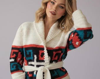 Vintage 70s crochet coat pattern PDF Women's sizes S–L Bulky 12 ply yarn INSTANT DOWNLOAD Retro style outerwear Diy English instructions