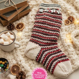 Christmas personalized knit Stocking Knitting pattern Holiday ornament Home decor Worsted 10 ply INSTANT DOWNLOAD PDF