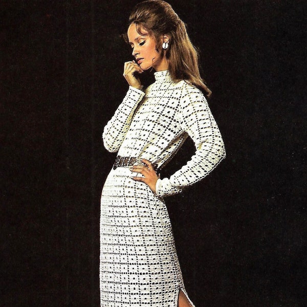 Crochet dress pattern Long dress crochet pattern Dress pattern pdf Maxi dress pattern Vintage 70s Fashion INSTANT DOWNLOAD PDF