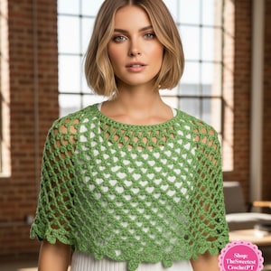 Womens poncho crochet pattern Crochet capelet Easy crochet pattern Crochet fashion DIY 3 sizes: S-L Medium worsted yarn INSTANT DOWNLOAD Pdf