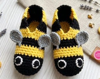 Baby child bee slippers crochet pattern Crochet baby shoes 18-24 months Vintage 90's INSTANT DOWNLOAD Pdf