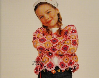 Girls Granny square cardigan crochet pattern Granny square jacket Sport 5 ply yarn Vintage INSTANT DOWNLOAD PDF