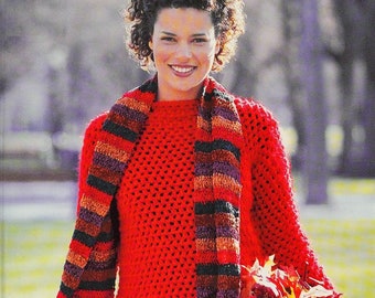 Crochet tunic pattern Lacy sweater crochet pattern Womens pullover Top pattern 4 Sizes 35-42 inches Vintage patterns INSTANT DOWNLOAD PDF
