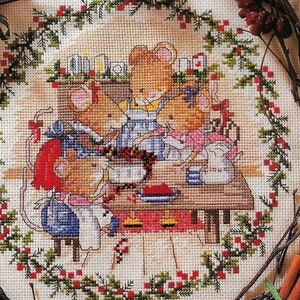 Família prepara natal padrão de ponto cruz bordado xstitch bordado decoração de casa vintage download instantâneo pdf