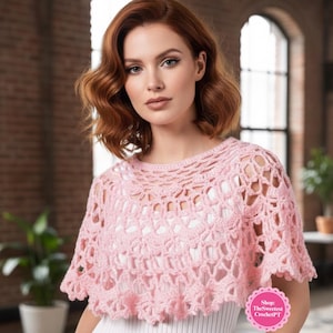 Women crochet poncho pattern Lacy crochet capelet Easy crochet pattern 3 sizes: S-L Worsted 10 ply yarn INSTANT DOWNLOAD PDF