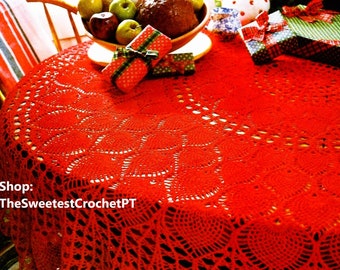 Tovaglia Rotonda In Pizzo All’uncinetto Con Nappe – 61x61 Cm – Arancione – Per Cucina, Sala Da Pranzo, Matrimoni