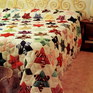 Star quilt crochet pattern Crochet bedspread pattern Blanket Afeghan Throw pattern Crochet home decor Vintage 80s INSTANT DOWNLOAD PDF