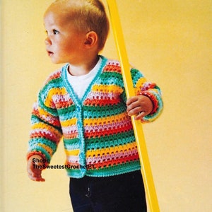 Boys stripes jacket crochet pattern Child crochet cardigan sweater pattern 3 sizes: 2-4 Worsted weight yarn INSTANT DOWNLOAD PDF