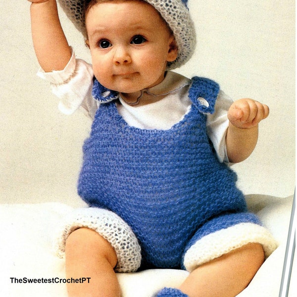 BABY ROMPER knitting pattern Baby Overalls Jumpsuit Dungarees 3-5 years Vintage 80's Instant download Pdf