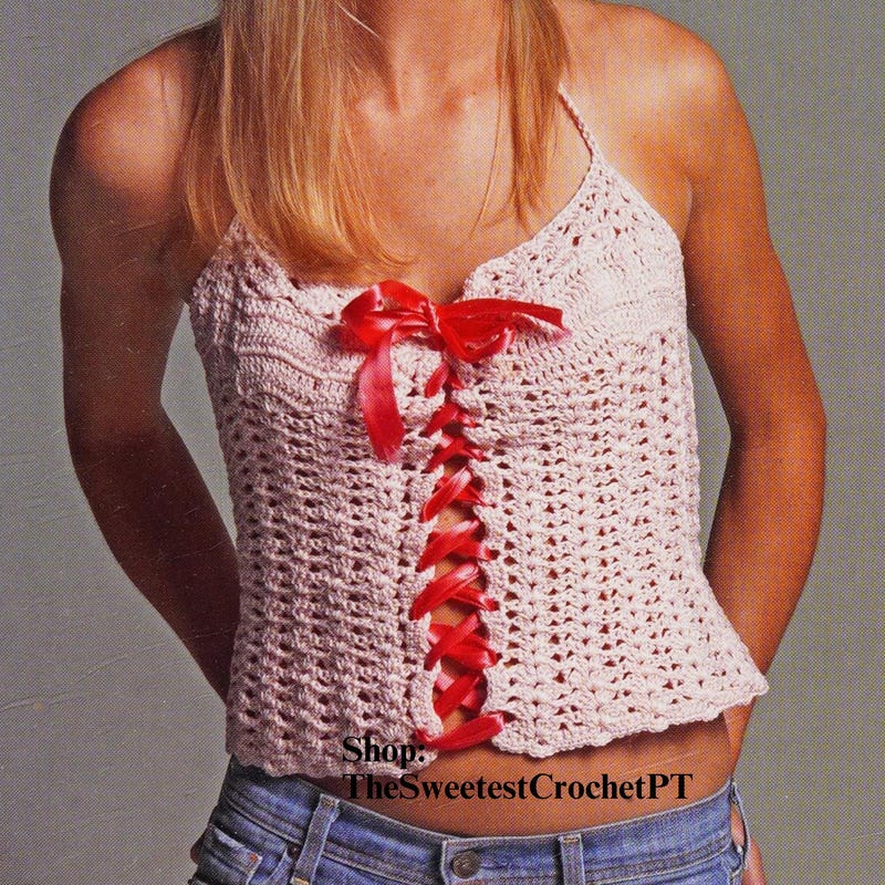 Front Crochet Lace Adjustable Strap Top main image 0