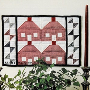 Mini quilt pattern Houses wall hanging quilt Sewing 13 x 20 inches Home decor DIY Vintage 90s INSTANT DOWNLOAD Digital Pdf