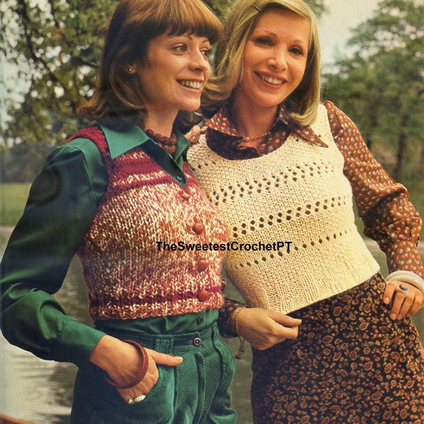 2 TOPS Women tank top knitting pattern and Sleveless bolero Vintage 70's Instant Download Pdf