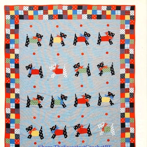 Scottie dogs quilt sewing pattern Baby quilt Dogs pattern 47 x 57 inches Home decor DIY Vintage pattern INSTANT DOWNLOAD Digital Pdf