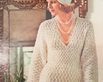 Womens crochet dress pattern Party Evening Maxi dress crochet pattern Sizes 10-14 Sport 5 ply yarn Vintage 70s INSTANT DOWNLOAD PDF