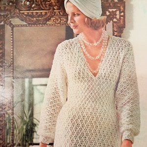 Womens crochet dress pattern Party Evening Maxi dress crochet pattern Sizes 10-14 Sport 5 ply yarn Vintage 70s INSTANT DOWNLOAD PDF